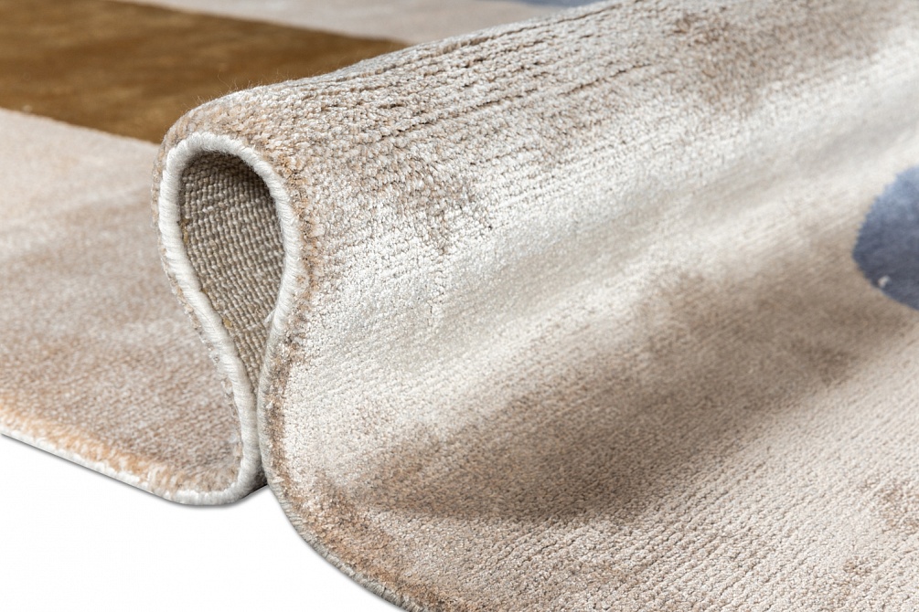 Индийский ковер из арт-шёлка «BAUHAUS» DESIGN №02-2-BLUE-GOLD