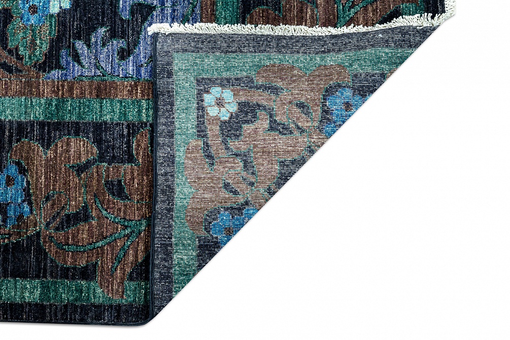 Пакистанский ковер из шерсти «MORRIS A/B 10/10» 710-BLK-PRP