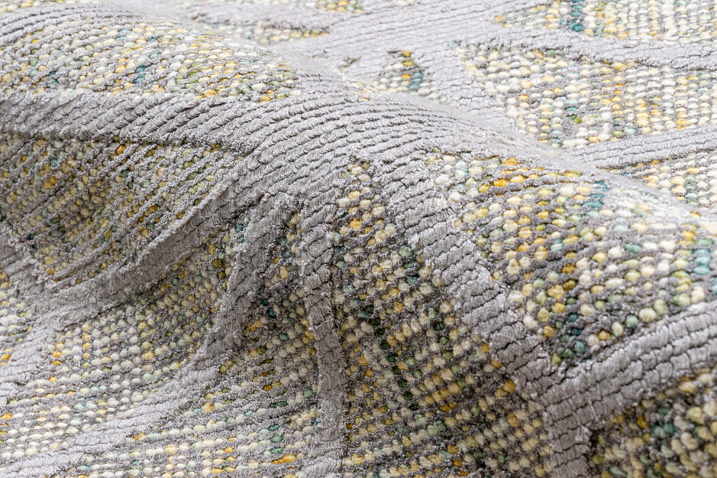 Индийский ковёр из шерсти и арт-шёлка «KONARK» 2021079-STONE GREY