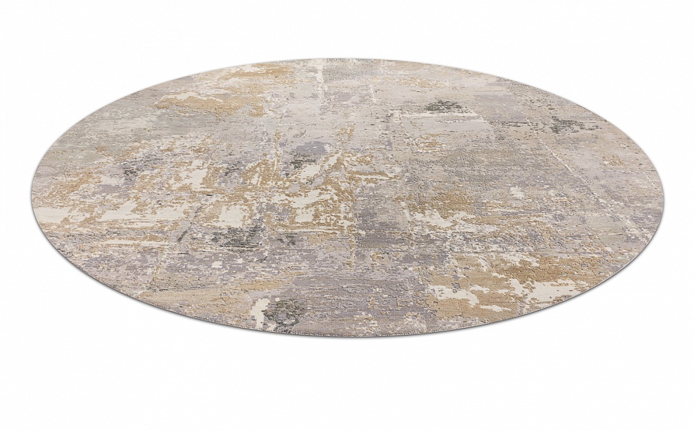 Индийский ковер из шерсти и шёлка «HOLLYWOOD ART» CE9399A-GREY(Round)