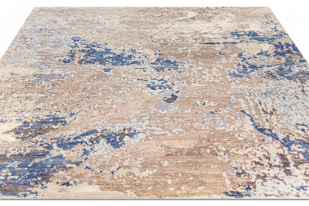 Индийский ковер из арт-шёлка, шерсти и хлопка «CHROME GOLD» PAINT-ABSTRACT-COLOR-2