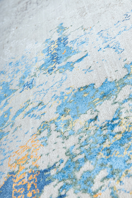 Индийский ковер из шерсти и бамбукового шёлка «UNSTRING» SRB702-ANTIQUE-WHITE-OCEAN-BLUE