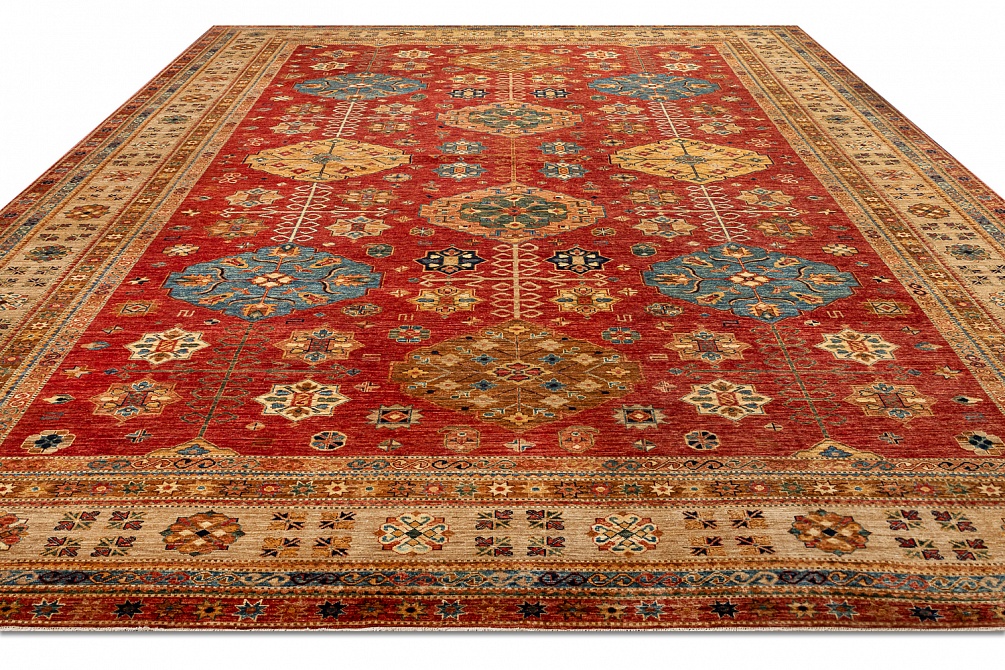 Пакистанский ковер из шерсти «KAZAK ROYAL» 227574-RED-BGE 3