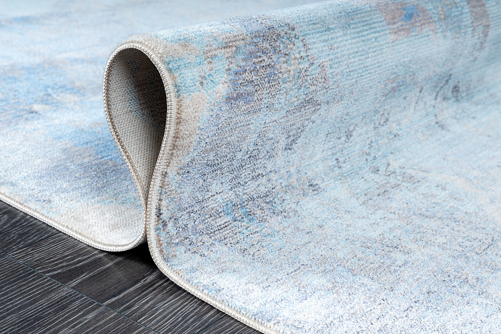 Турецкий ковёр из полиэфирного шёлка «MYSTIC» 0635A-BLUE-BEJ