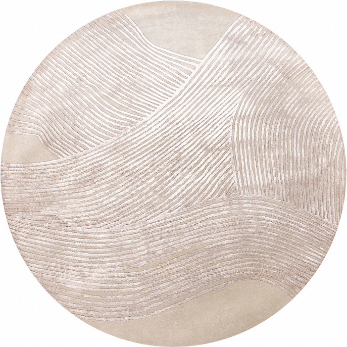 Индийский ковер из шерсти и арт-шёлка «LINES» LINES-01-BGE(Round)