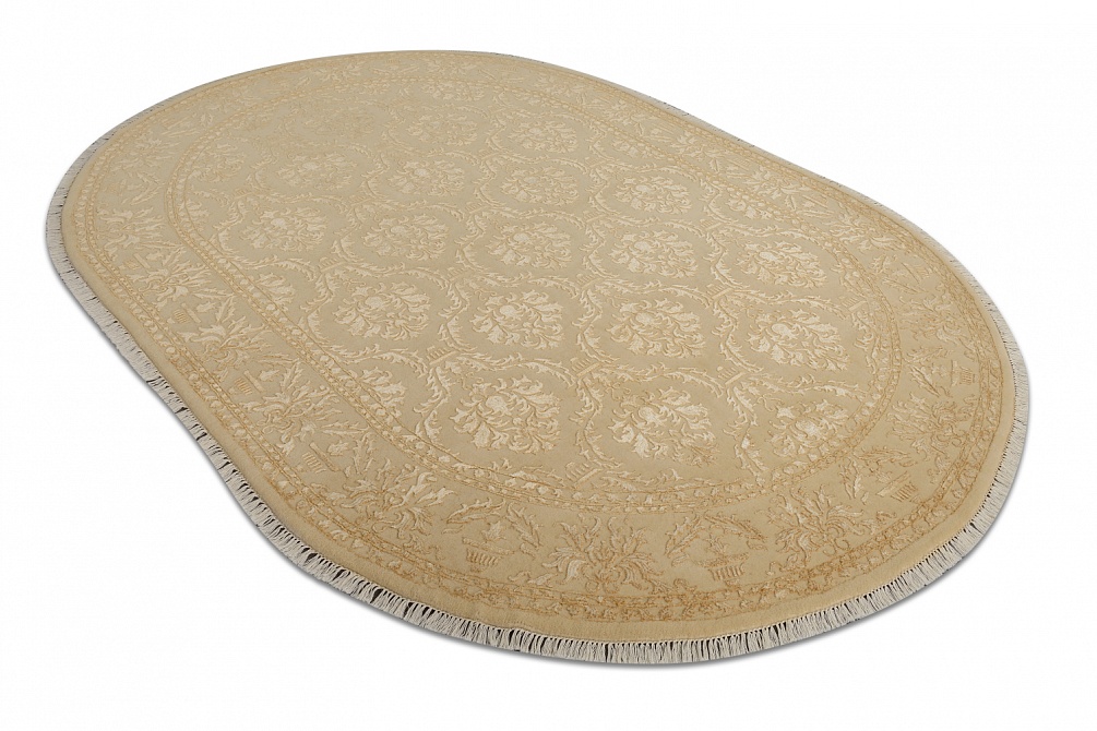 Индийский ковер из шерсти и арт-шёлка «KING OF AGRA» NO67-CRE-CRE14854(Oval)