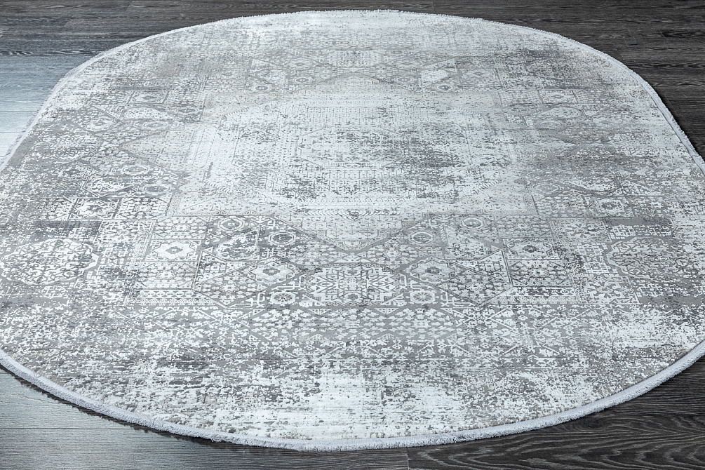 Турецкий ковер из эвкалиптового шёлка и акрила «VERSAİLLES PALACE» MT040-CRE-C-DGRAY(Oval)