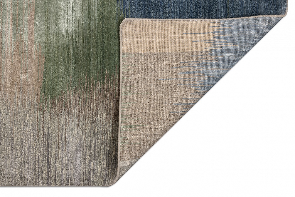 Индийский ковер из бамбукового шёлка, шерсти и хлопка «CHAOS THEORY» ESKM07-NTAUPE-FDENIM 8