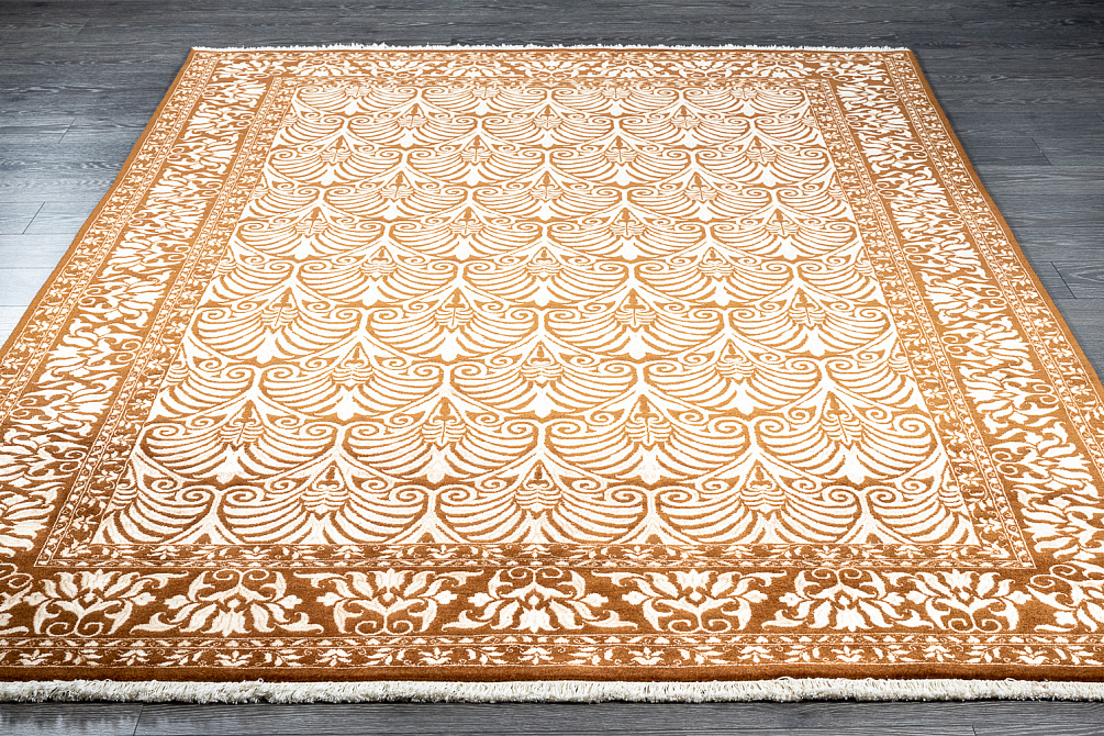 Индийский ковёр из шерсти и арт-шёлка «AGRA R» NO42-BRN-BRN