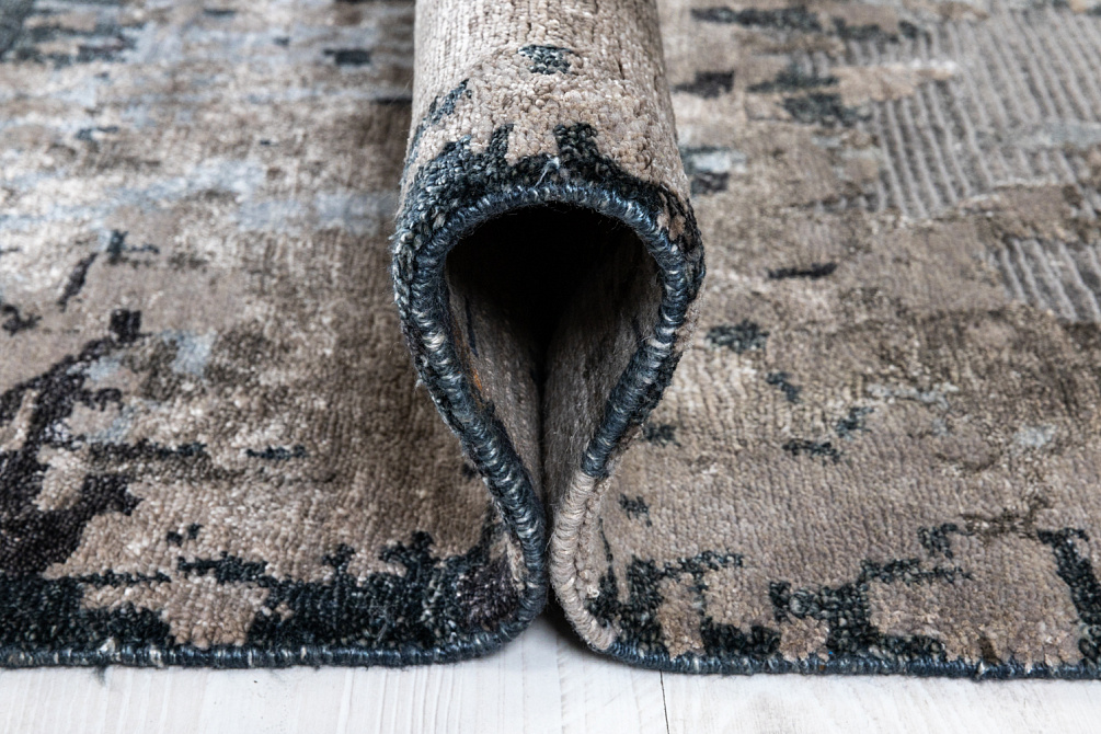Индийский ковёр из арт-шёлка и шерсти «STORM» LP-313-GREY