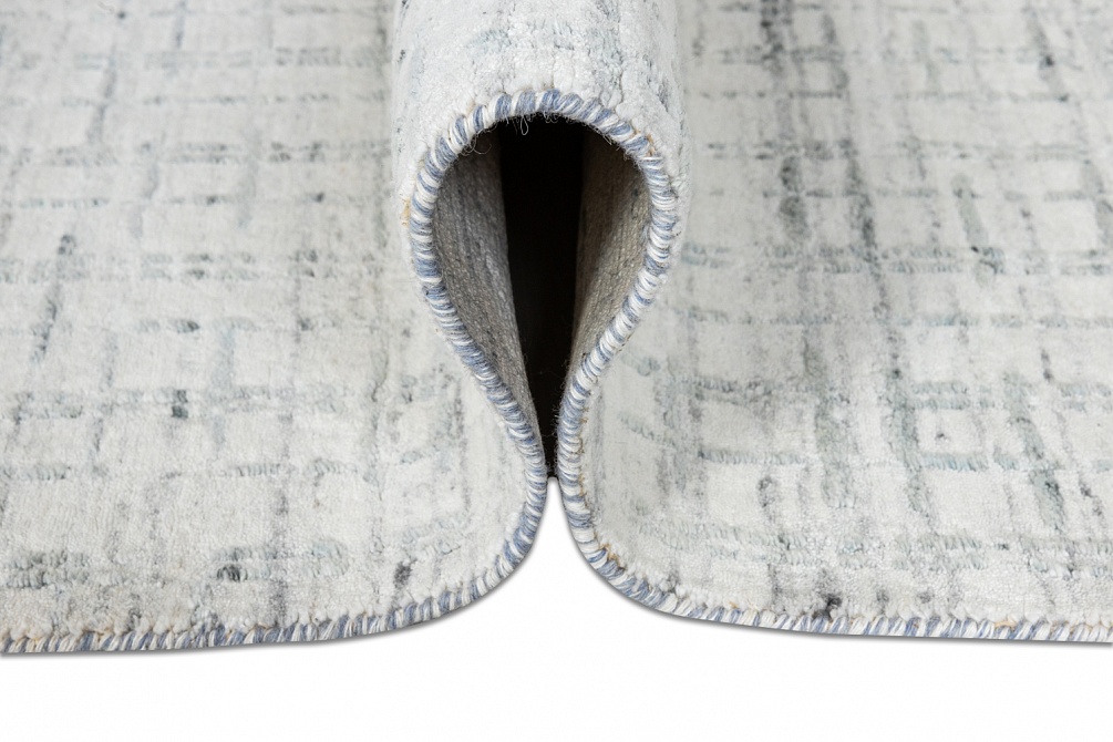 Индийский ковер из арт-шёлка и шерсти «DJOTTO» BFE-WHITE-BLUE