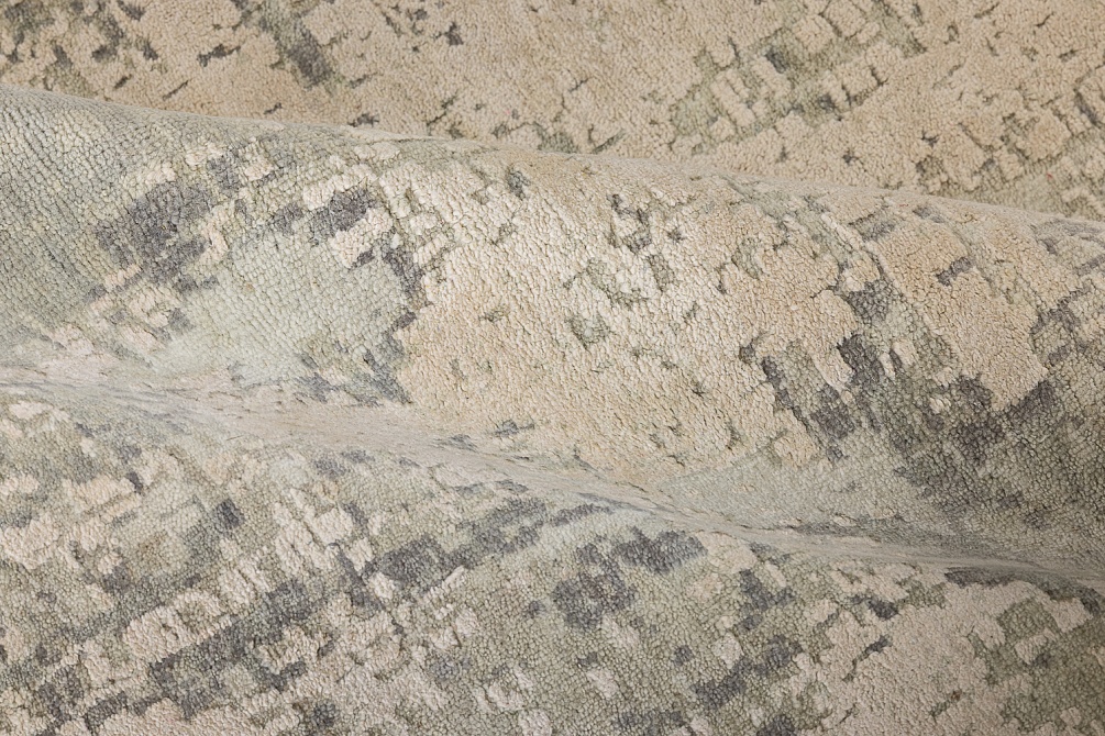 Индийский ковер из шёлка и шерсти «HOLLYWOOD ART» JS38-IVORY-SILVER(Round)